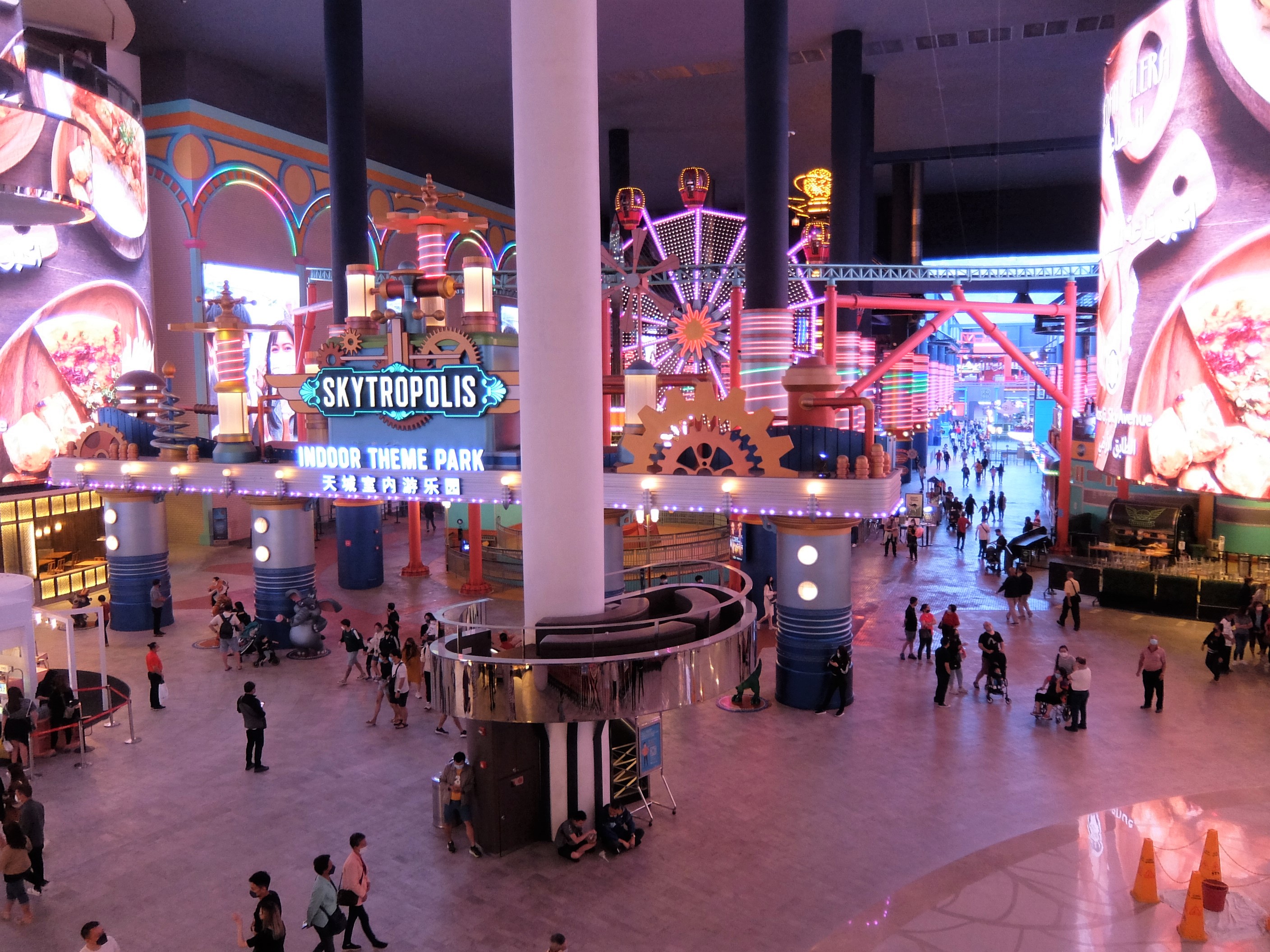 Skytropolis indoor theme park entrance and rides, photographed in April 2022
